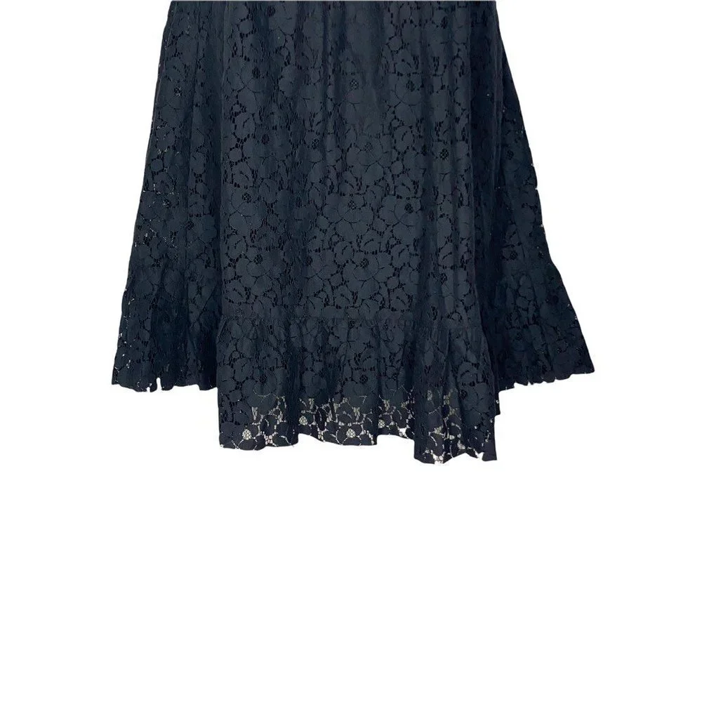 Matty M Womens A Line Dress Black Floral Lace Scoop Neck Bow‎ Sleeveless M New
